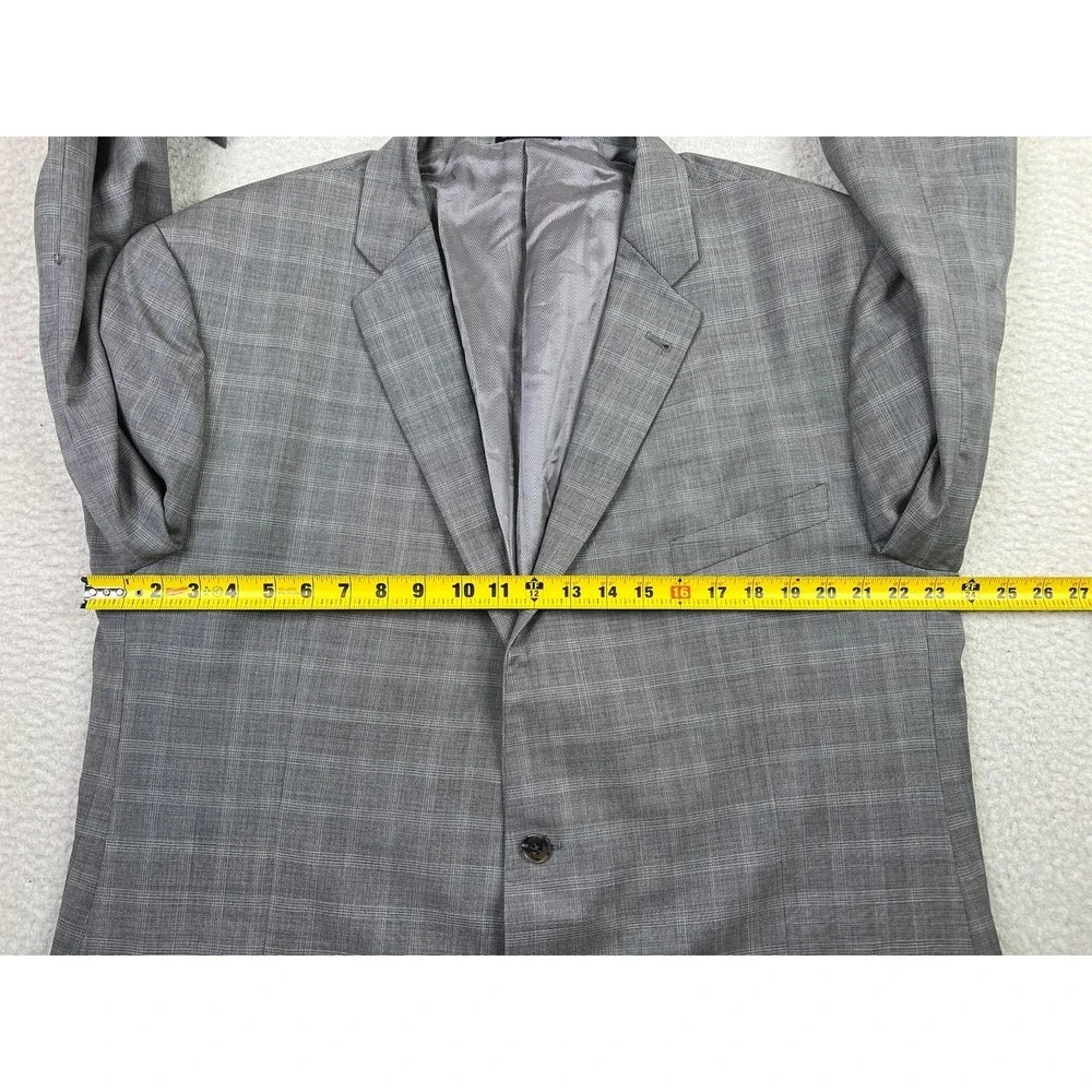 Tessuto Blazer Mens 46L‎ Long Gray Plaid Super 120s Wool Italy Made USA Classic